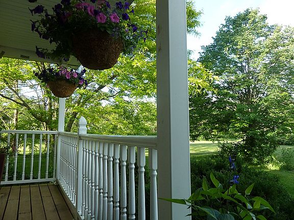 Front porch hanging baskets