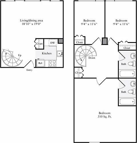 Floor plan The Lofts 3+ Bedrooms A