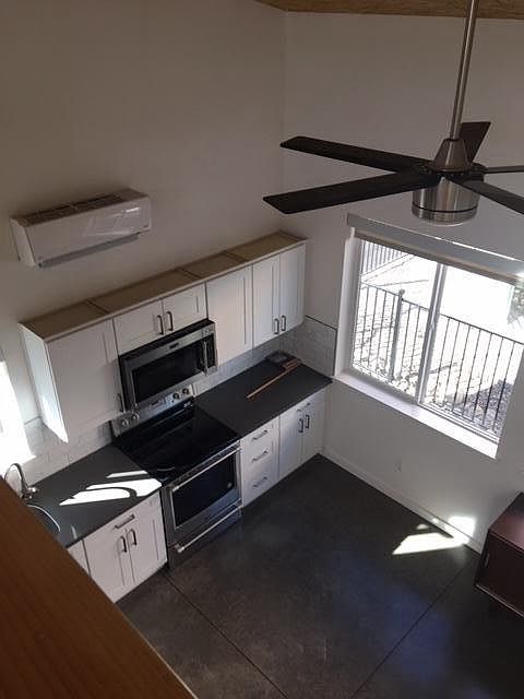 Kitchen and living area from loft