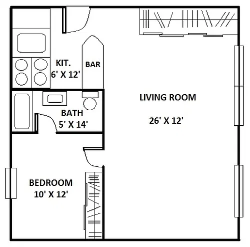 Floor plan CV II - 242 S Salisbury - 1 Bedroom