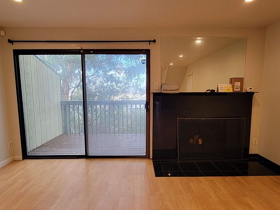 Living room fire place and patio