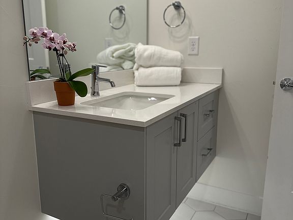 Modern bathroom with underlighting