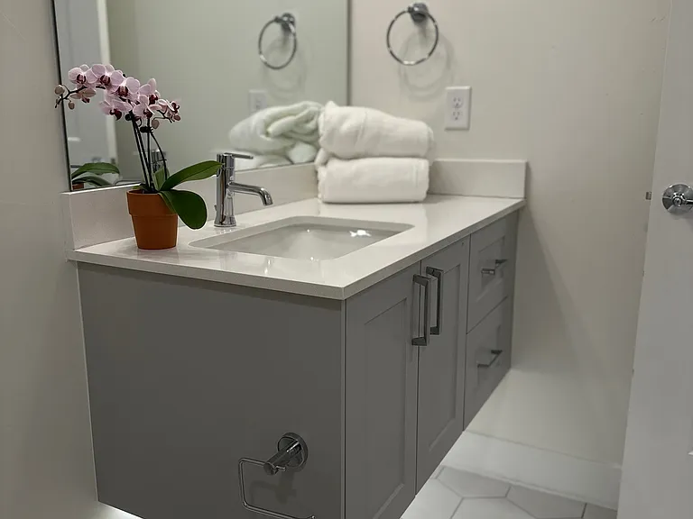 Modern bathroom with underlighting
