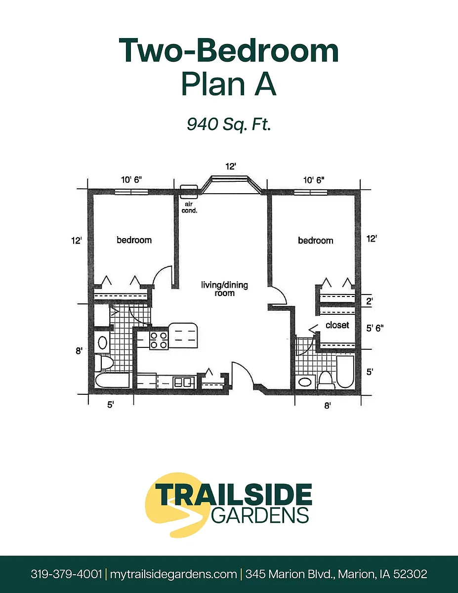 Floor plan Two Bedroom Two Bath