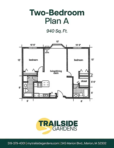 Floor plan Two Bedroom Two Bath