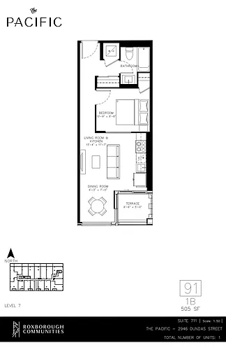 Floor plan 1 bedroom 1 bath 1 Bed 1 Bath 42