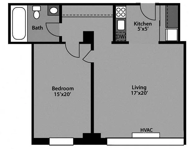 Floor plan 1 Bed / 1 Bath - A1C