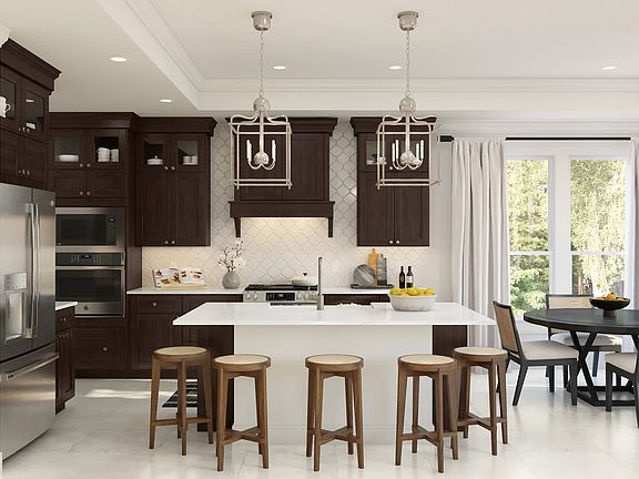 Kitchen with glass upper cabinets