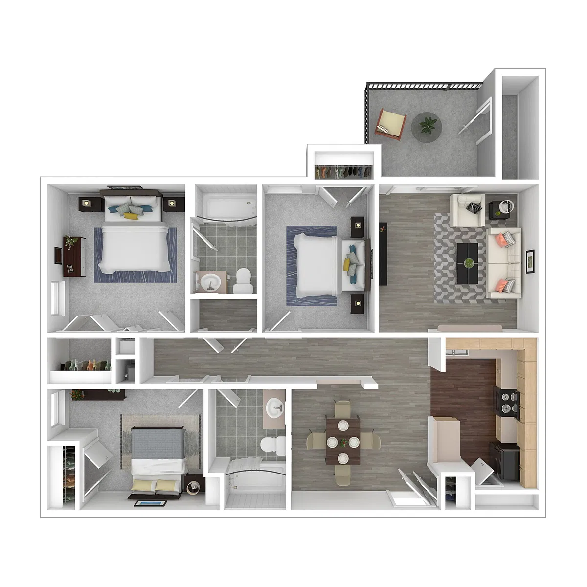 Floor plan Three Bedroom - Income Guidelines Apply