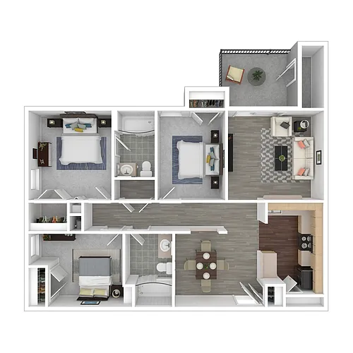 Floor plan Three Bedroom - Income Guidelines Apply