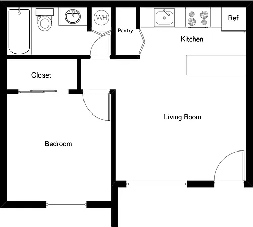 Floor plan 1 Bedroom 1 Bath