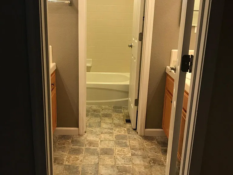 Private bath with two sinks