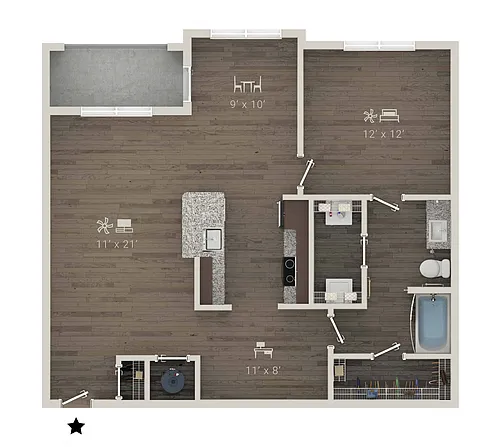 Floor plan A2 + Den