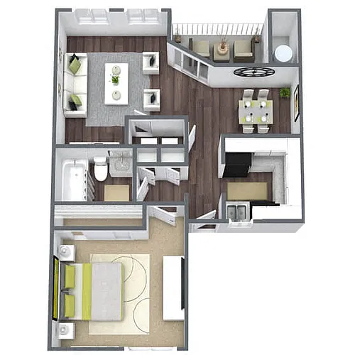 Floor plan A2: 1 Bed 1 Bath