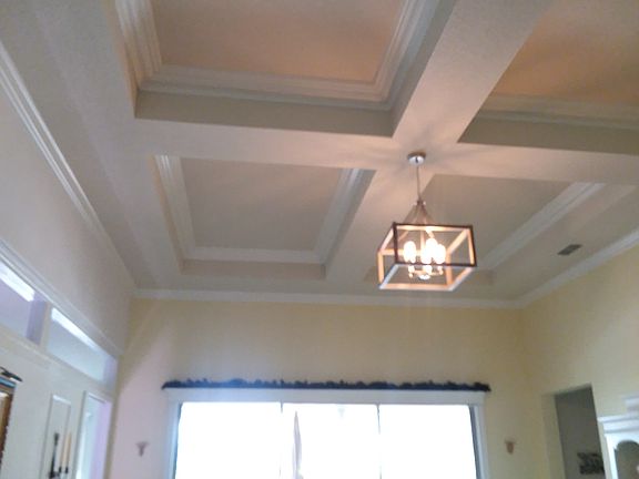 13'-foot, coffered ceiling 
