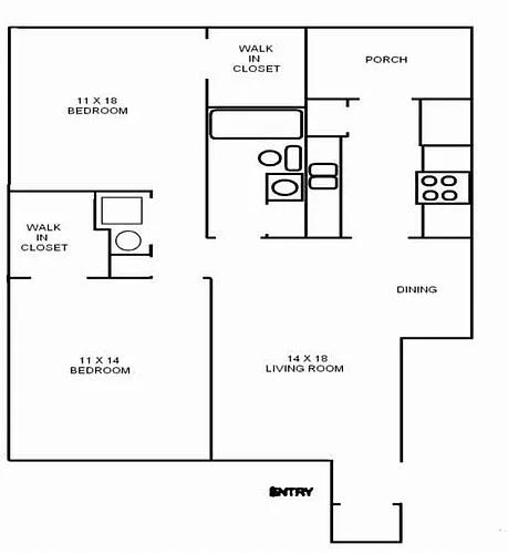 Floor plan 2 Bed/1 Bath