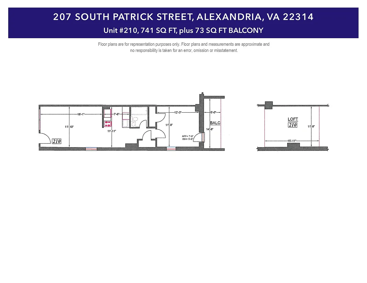 Floor plan 210-1BR with Loft-Avail Aug 5