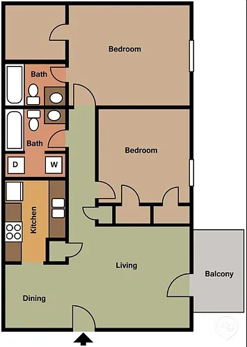 Floor plan 2 bed 2 bath