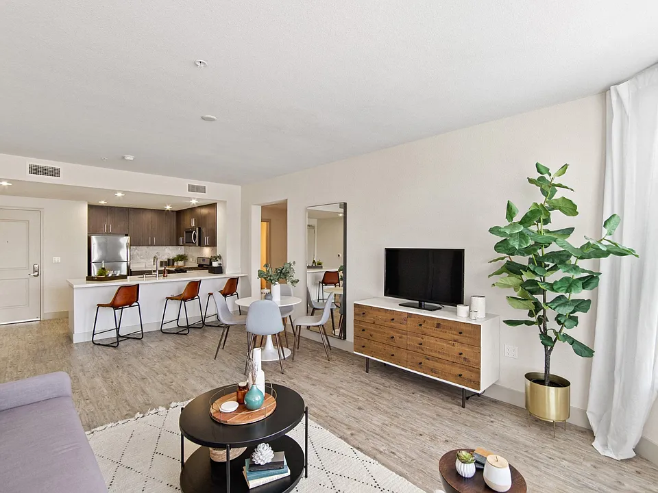 Unit Kitchen and Living Room Space at Aventine Apartments in Hercules, CA 94547