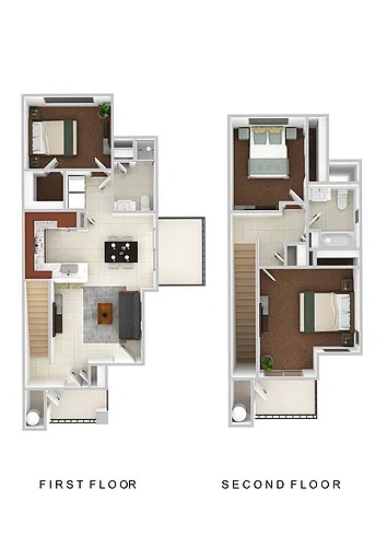 Floor plan Three Bedroom Townhome
