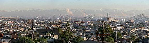 Rooftop view of mountains.