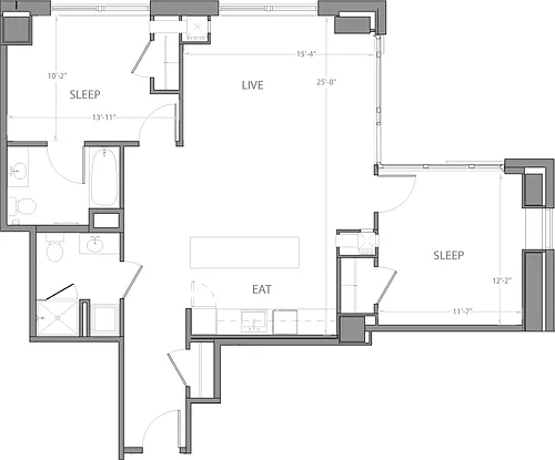 Floor plan 2 Bedroom A