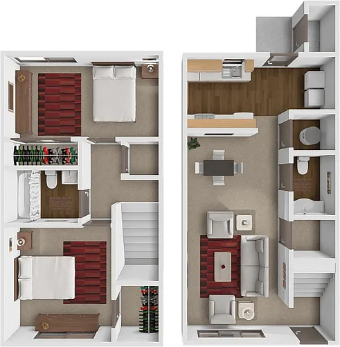 Floor plan 2 Bed 1.5 Bath Townhome