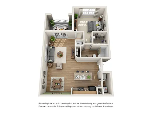 Floor plan 1x1 Patio