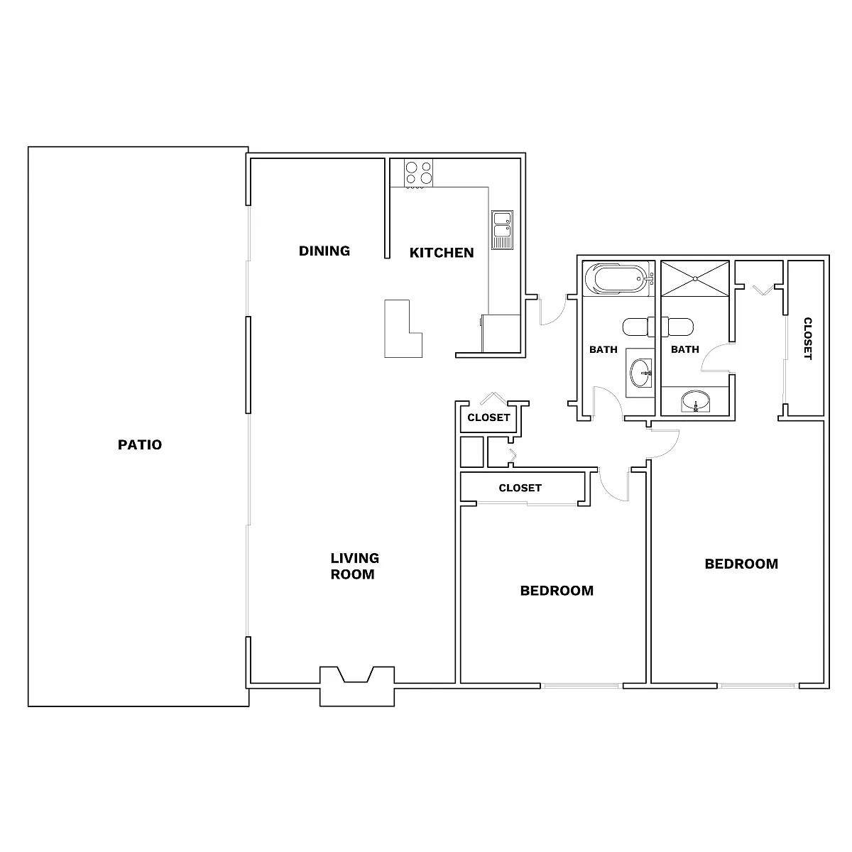 Floor plan Alhambra A Renovated | 2 Bed | 2 Bath