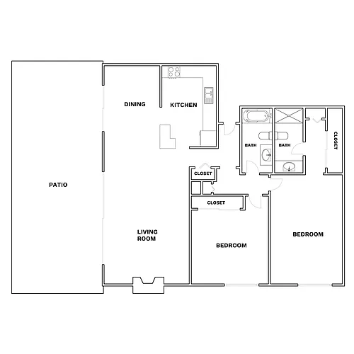 Floor plan Alhambra A Renovated | 2 Bed | 2 Bath
