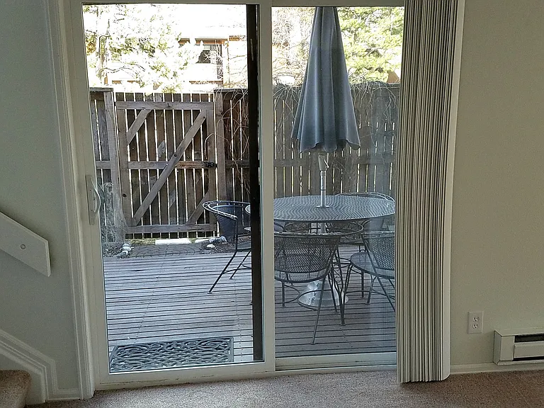 Looking out Sliding Door to Deck