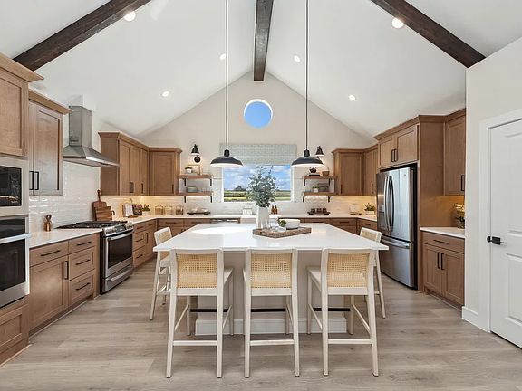Kitchen with pendant lights