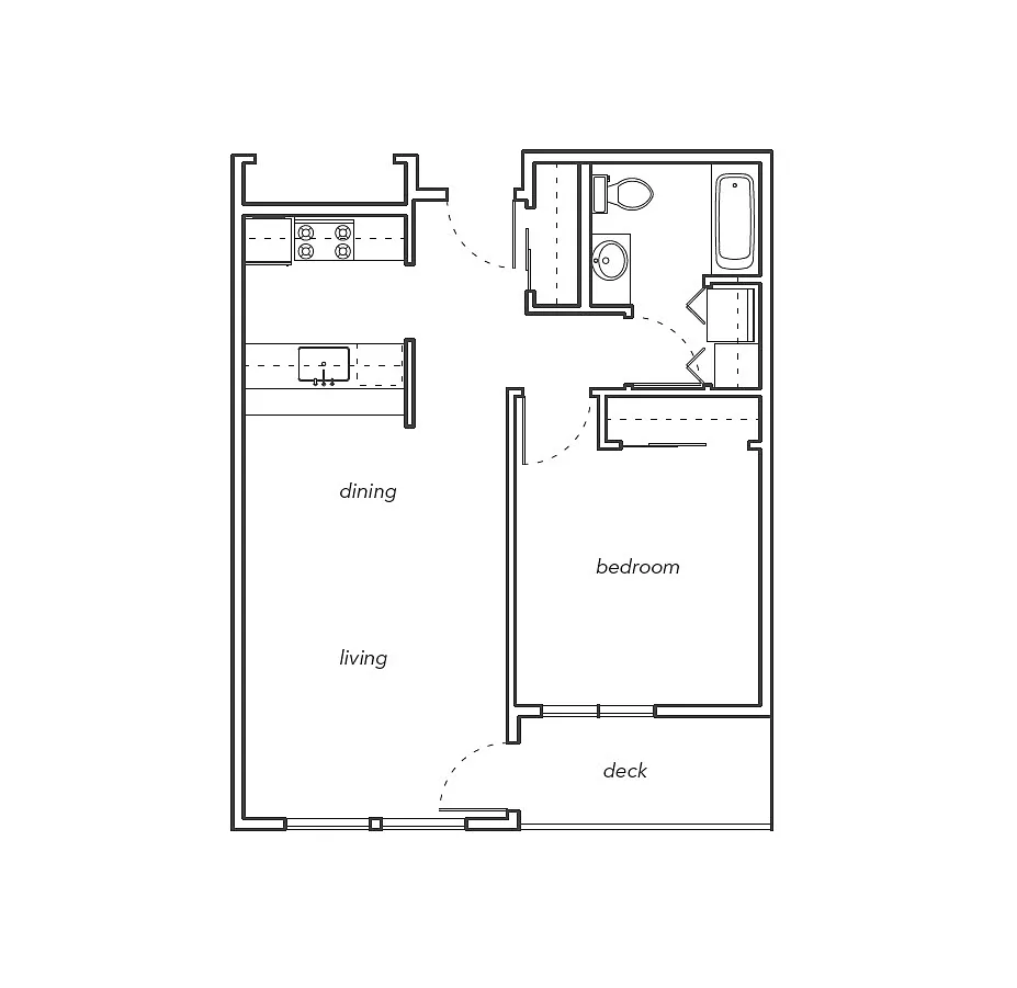 Floor plan One-Bedroom - Income Restricted
