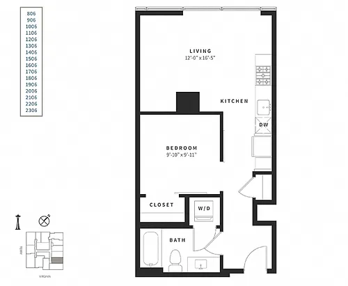 Floor plan Urban 1 Bedroom U4