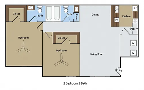 Floor plan 2 BR 2 BA