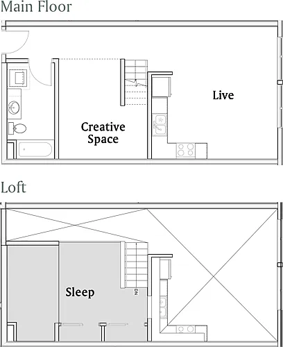 Floor plan 1 Bedroom Loft B