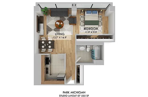 Floor plan Studio 1ba 07
