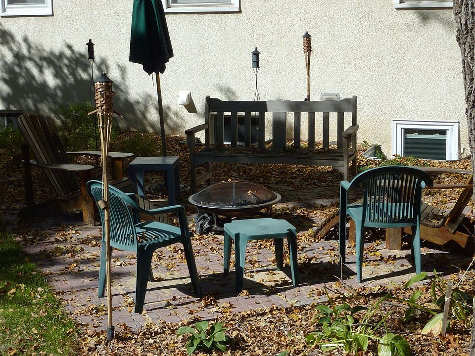 two patios in back yard