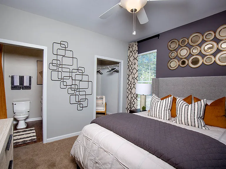 Spacious bedroom with walk-in closet and bathroom