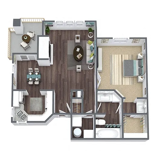 Floor plan A2: 1 Bed 1 Bath