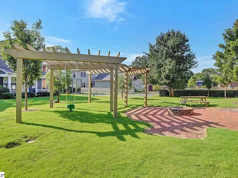 Serene neighborhood park in backyard