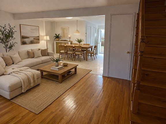 virtually staged living room-dining room