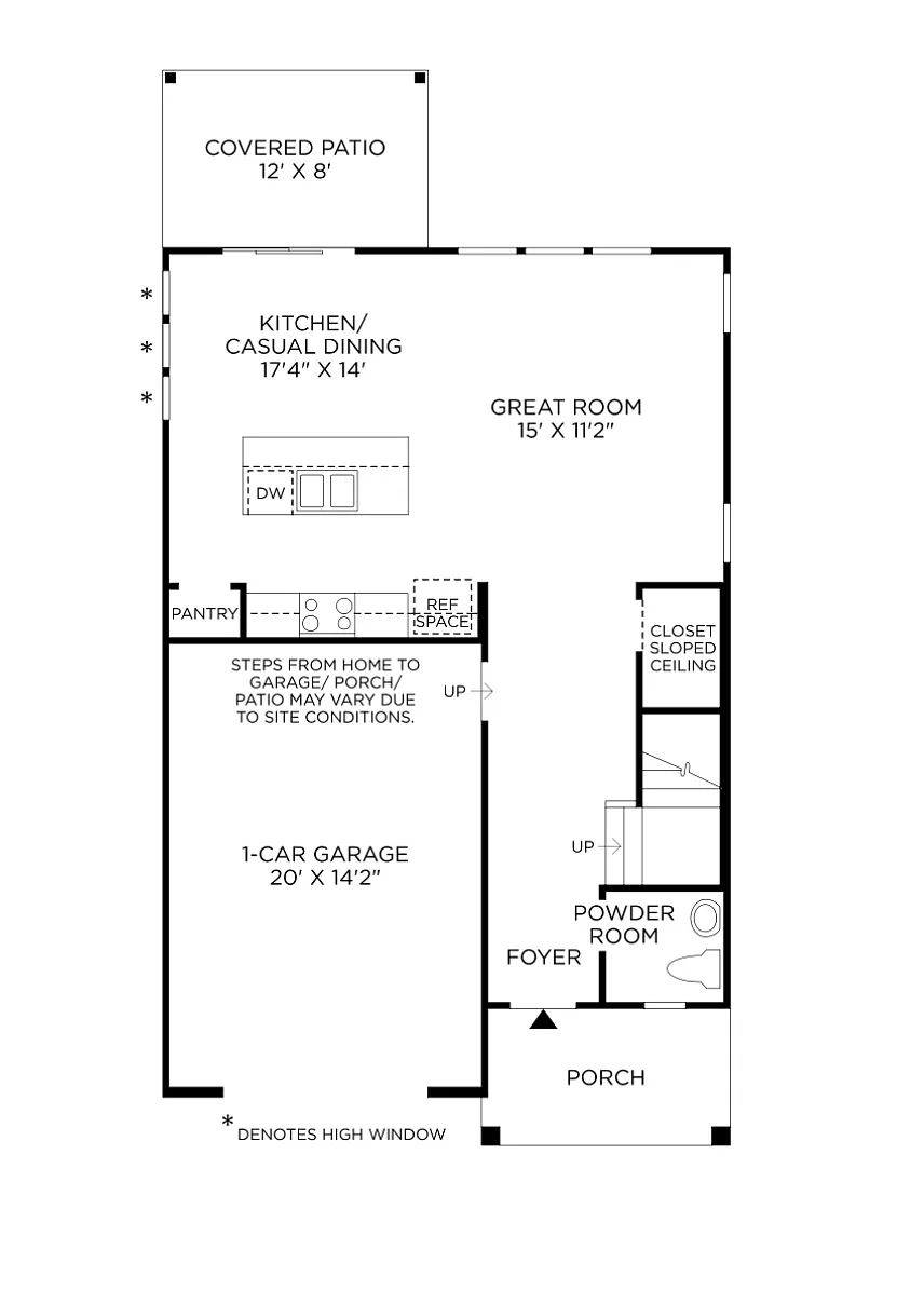 Floor plan of home's first story - Queenview Ln