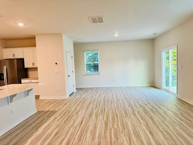 Dining space by the sliding doors.