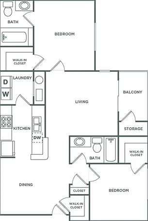 Two Bedroom Two Bath (1,070 SF) Two Bedroom Two Bath (1,070 SF)