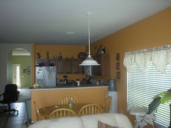 view from family room to kitchen