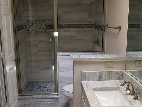 Great new shower,granite top