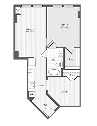Floor plan 11s4D 1BR/1BA+den