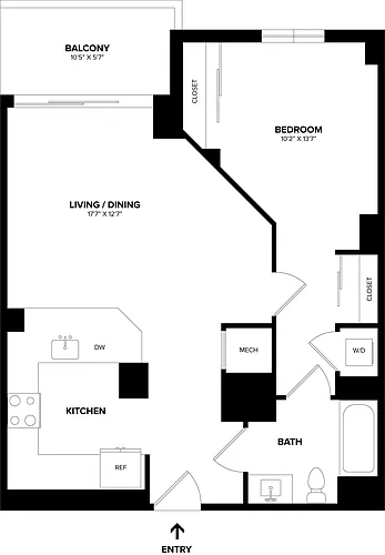 Floor plan 1 Bed/1 Bath-A14