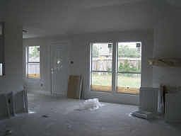 The living room under construction.